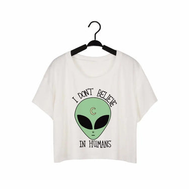 Don’t Believe In Humans Cropped Shirt-Your Soul Place